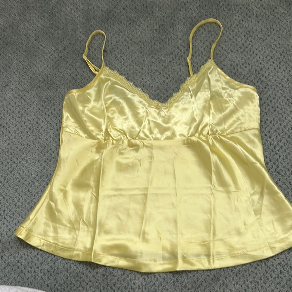 Yellow Satin Camisole Top